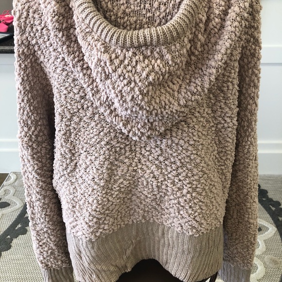 Taupe Popcorn Sweater With Hood - Picture 2 of 2